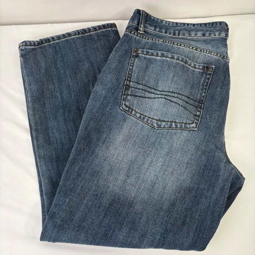 EXPRESS Mens Jeans Relaxed Straight Leg Blue Wash Denim Cotton 38x30 (36x28)‎